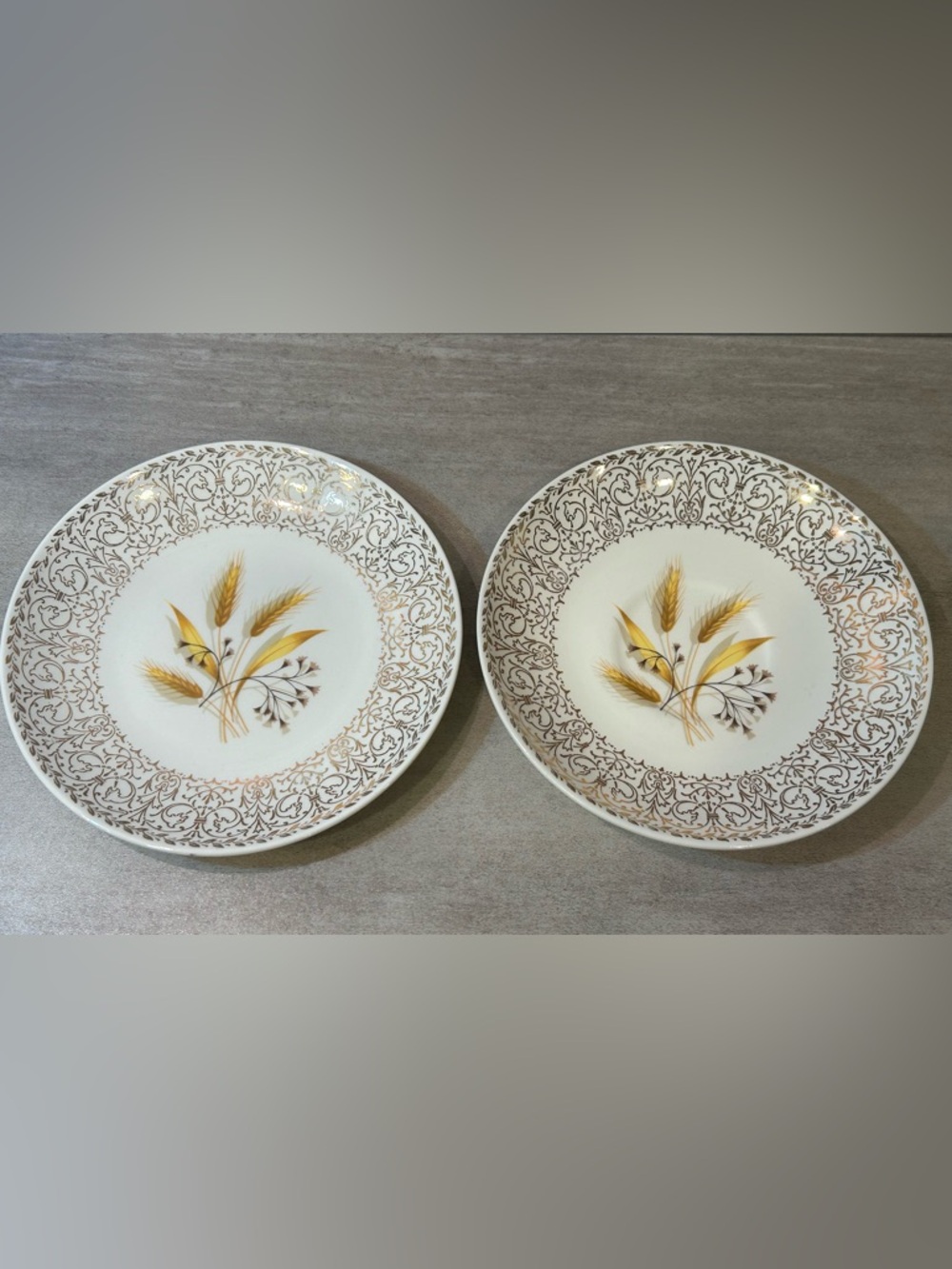 Classic Wheat & Gold Decorative Dinner Plates - Set of 2